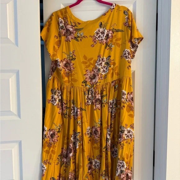 Torrid women’s Dress Mustard Floral High Low Dress Zise 1 - Picture 6 of 6